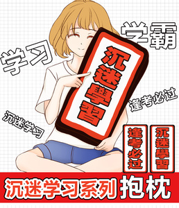 动漫沉迷学习逢考必过抱枕系列抱枕表情包我爱二次元靠垫动漫周边