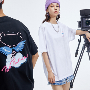 【好物体验专用】fun潮牌粉红豹卡通短袖t恤男女同款休闲情侣装