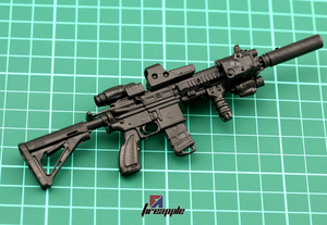 1/6兵人武器配件 4D黑色HK416拼装模型 1比6枪模 1 6 枪