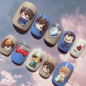 手工制作穿戴甲美甲甲片成品动漫卡通柯南新一兰灰原基德学生日常