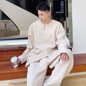 雪尼尔条绒卫衣男套装慵懒风韩版ins潮流高级感休闲两件套秋冬季