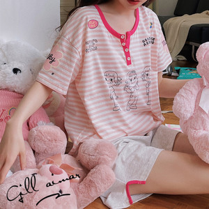 日本代购gelato piquegp夏可爱条纹棒棒糖女孩睡衣短袖短裤家居服