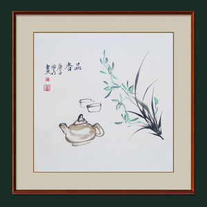水墨画小品写意斗方国画纯手绘茶室禅意挂画新中式装饰画