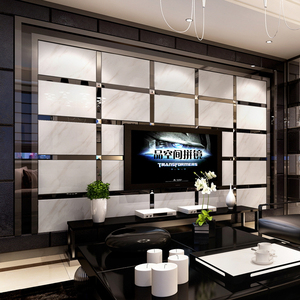 客厅电视墙餐厅背景墙艺术玻璃拼镜欧式简约现代造型超白夹丝工艺
