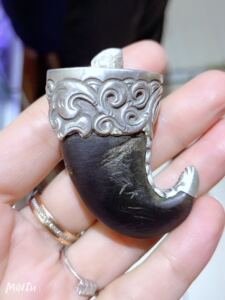 纯手工包银套老虎吊坠牙镶嵌熊钩子包银包金牙镶嵌虎爪熊爪子