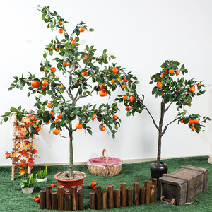 仿真石榴树假橘子树桔子模型商场酒店超市装饰摆件水果树植物绿植