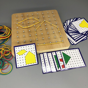 儿童蒙氏几何钉板教具学生用幼儿园橡皮筋图形早教数学区益智玩具