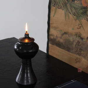 陶瓷油灯仿古 老式煤油灯古代蜡烛台中式复古油灯供佛酥油灯茶道