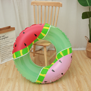 夏日新款双色圆形西瓜游泳圈 儿童游泳圈成人通用救生圈腋下浮圈