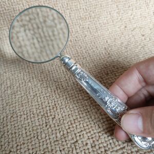 1900年左右英国走狮银标纯银放大镜民俗老物件古董收藏银器老物件