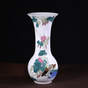 醴陵手绘陶瓷花瓶摆件釉下彩新中式客厅家居装饰品插花工艺品