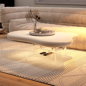 悬浮茶几白色奶油风云朵桌异形民宿客厅透明亚克力北欧设计感矮桌