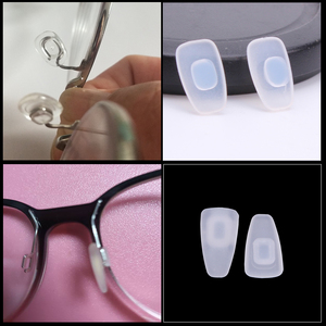 白色透明磨砂防滑硅胶四方卡扣眼镜鼻托鼻垫金属近视眼镜托叶胶垫