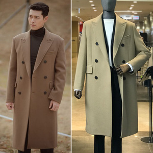 玄彬韩国明星同款0130冬liberclassy韩版米色纯色双排扣毛呢大衣