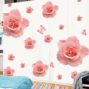 浪漫玫瑰花贴纸卧室墙贴画客厅婚房床头衣柜门沙发电视背景墙装饰