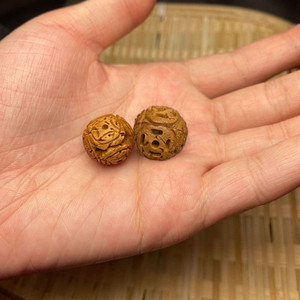 文玩脑纹桃核雕刻路路通婴儿宝宝饰品菩提串隔珠单颗圆珠吊坠