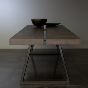 美式复古实木餐桌长方形家用吃饭桌黑胡桃色4-8人创意设计会议桌