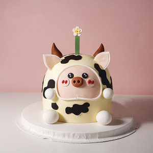 61六一儿童节礼物奶油生日蛋糕小猪牛男女孩宝宝卡通动物成都同城