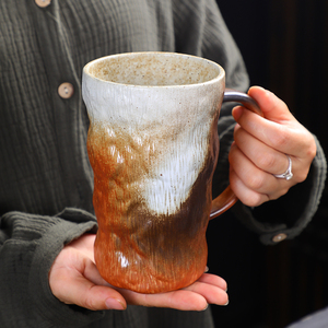 粗陶大容量马克杯喝水杯创意日式复古陶瓷杯咖啡杯子早餐杯啤酒杯