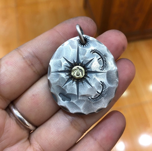 纯手工新款银饰其他高桥印第安风银饼吊坠可定制图案刻字复古足银