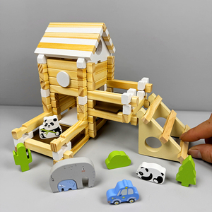鲁班榫卯积木儿童早教益智小小建筑大师房子小屋拼搭游戏木质玩具