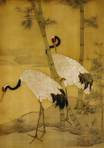 130明边景昭工笔画鹤《竹鹤图》机器打印白描底稿