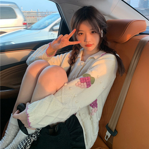 鹿溪自制《葡萄果汁》 森系古着dear栗小雨良品豆豆毛衣外套女