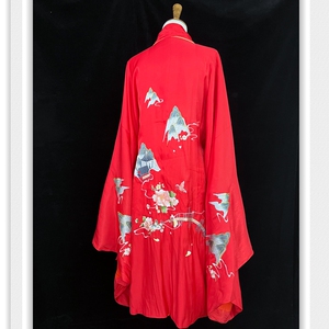 红色大袖衫 传统汉服长披风 古风重工刺绣花长衫 国风百搭款外套
