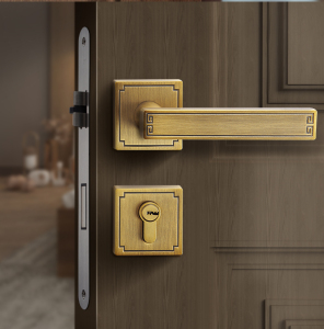 名门新中式静音门锁卧室室内房间门锁仿古古铜房门木门把手锁具