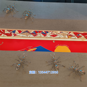 壁上装饰挂件玻璃钢电镀蚂蚁雕塑商业展厅活动主题卡通喷镀蚂蚁