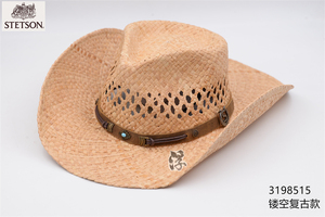 经典款 复古做旧沙滩美国Stetson斯泰森毡帽遮阳防晒草帽牛仔帽