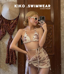 淑惠kiko黛西假日比基尼三件套泰国度假游泳衣大胸小胸bikini