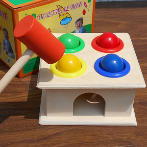 厂家直销木制儿童早教益智力开发玩具幼儿园礼物敲打敲球台小锤盒