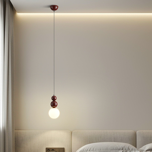 法式复古卧室床头灯简约北欧餐厅吧台单头小吊灯现代橱窗玄关灯具