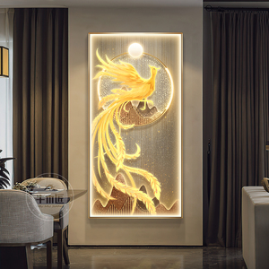 现代轻奢玄关装饰画新中式寓意好过道走廊壁画凤凰入户正对门挂画