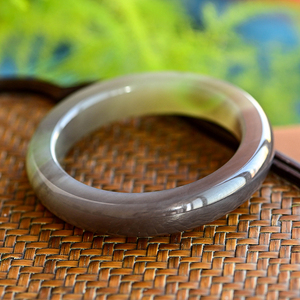 正品保真55圈口冰底烟紫带翠双色方镯天然玉石珠宝新疆和田玉手镯