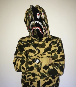 【日本直邮】bape 1st camo黄绿迷彩双头鲨鱼卫衣男女同款日本制