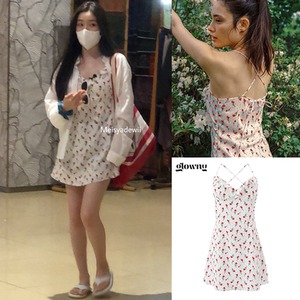 裴珠泫同款 glowny韩国设计师品牌 甜美少女小碎花吊带裙连衣裙女