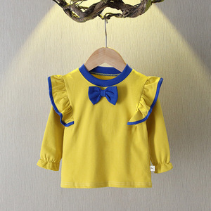 女童小香风荷叶领春装上衣婴儿春秋款娃娃衫宝宝t恤洋气时髦春款
