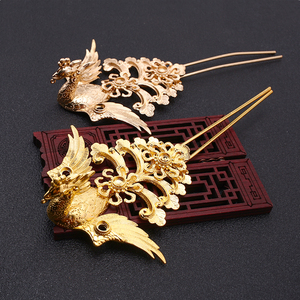 合金凤凰发冠发簪 流苏步摇配饰diy古风新娘头饰发簪发冠配饰材料