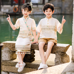 傣族服装儿童女童套装裙子夏季中小童童装男童少数民族六一演出服