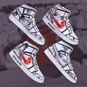 hp手绘篮球鞋aj1定制彩绘空军一号diy涂鸦火影忍者我爱罗黑白漫画