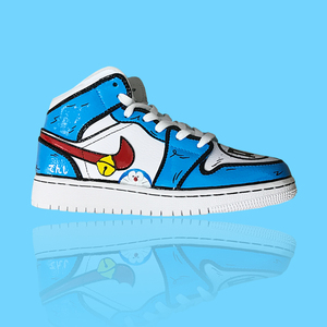 diy手绘aj1篮球鞋子定制哆啦a梦机器猫叮当涂鸦喷绘防水板鞋情侣