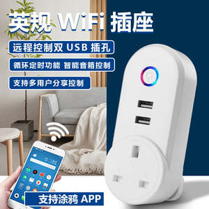 英标WIFi智能插座家居遥控谷歌家用带USB港版远程定时控制开关插