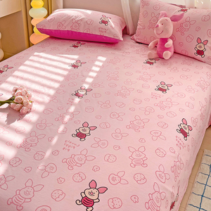 迪士尼纯棉床单单件100全棉儿童宿舍单双人1.5粉色被单枕套三件套