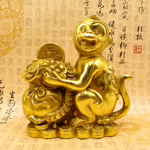 开光风水纯铜猴子摆件招财进宝钱袋十二生肖属猴吉祥物家居装饰品