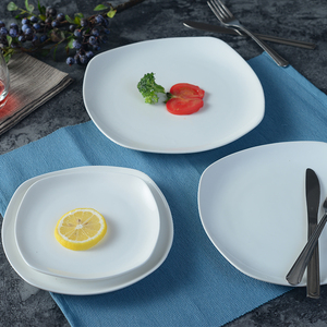 纯白色家用菜盘子方形碟子陶瓷汤盘创意餐具酒店餐盘四方深盘菜盘