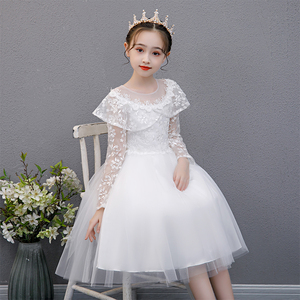 女童公主裙夏季裙子洋气长裙花童礼服高端演出服儿童蓬蓬纱连衣裙
