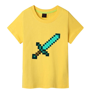 我的世界钻石剑 宝剑 男童短袖t恤 儿童minecraft衣服中大童t恤