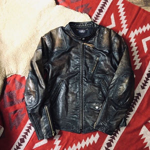 rrl风格毒液venom 20代皮衣微收腰进口薄牛皮复古皮夹克男款机车